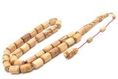 Usta İşi Sistemli Oyma İmameli Kapsül Kesim Zeytin Ağacı Tesbih İri Boy