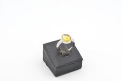 Ayarlanabilir Sertifikalı Doğal Fosilli Kehribar Taşlı Yüzük 002