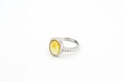 Ayarlanabilir Sertifikalı Doğal Fosilli Kehribar Taşlı Yüzük 002