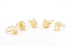 Altın Rengi Sitrin Taşlı Ayarlanabilir Yüzük 001