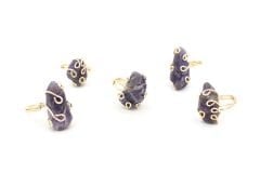 Altın Rengi Ametist Taşlı Ayarlanabilir Yüzük