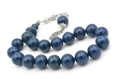 Gümüş Kaplama Kamçılı Küre Kesim Lacivert Sıkma Kehribar Efe Maskot Tesbih