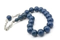 Gümüş Kaplama Kamçılı Küre Kesim Lacivert Sıkma Kehribar Efe Maskot Tesbih