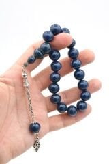 Gümüş Kaplama Kamçılı Küre Kesim Lacivert Sıkma Kehribar Efe Maskot Tesbih