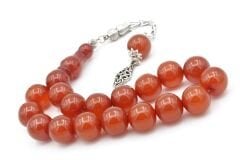 Gümüş Kaplama Kamçılı Küre Kesim Turuncu Sıkma Kehribar Efe Maskot Tesbih