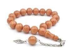 Gümüş Kaplama Kamçılı Küre Kesim Bej Sıkma Kehribar Efe Maskot Tesbih