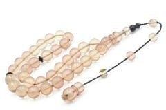 Hikmet Al Said İmzalı Küre Kesim Şeffaf Sıkma Kehribar Tesbih