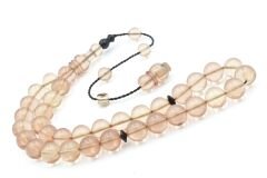 Hikmet Al Said İmzalı Küre Kesim Şeffaf Sıkma Kehribar Tesbih