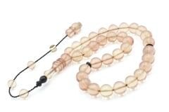 Hikmet Al Said İmzalı Küre Kesim Şeffaf Sıkma Kehribar Tesbih