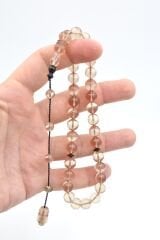 Hikmet Al Said İmzalı Küre Kesim Şeffaf Sıkma Kehribar Tesbih