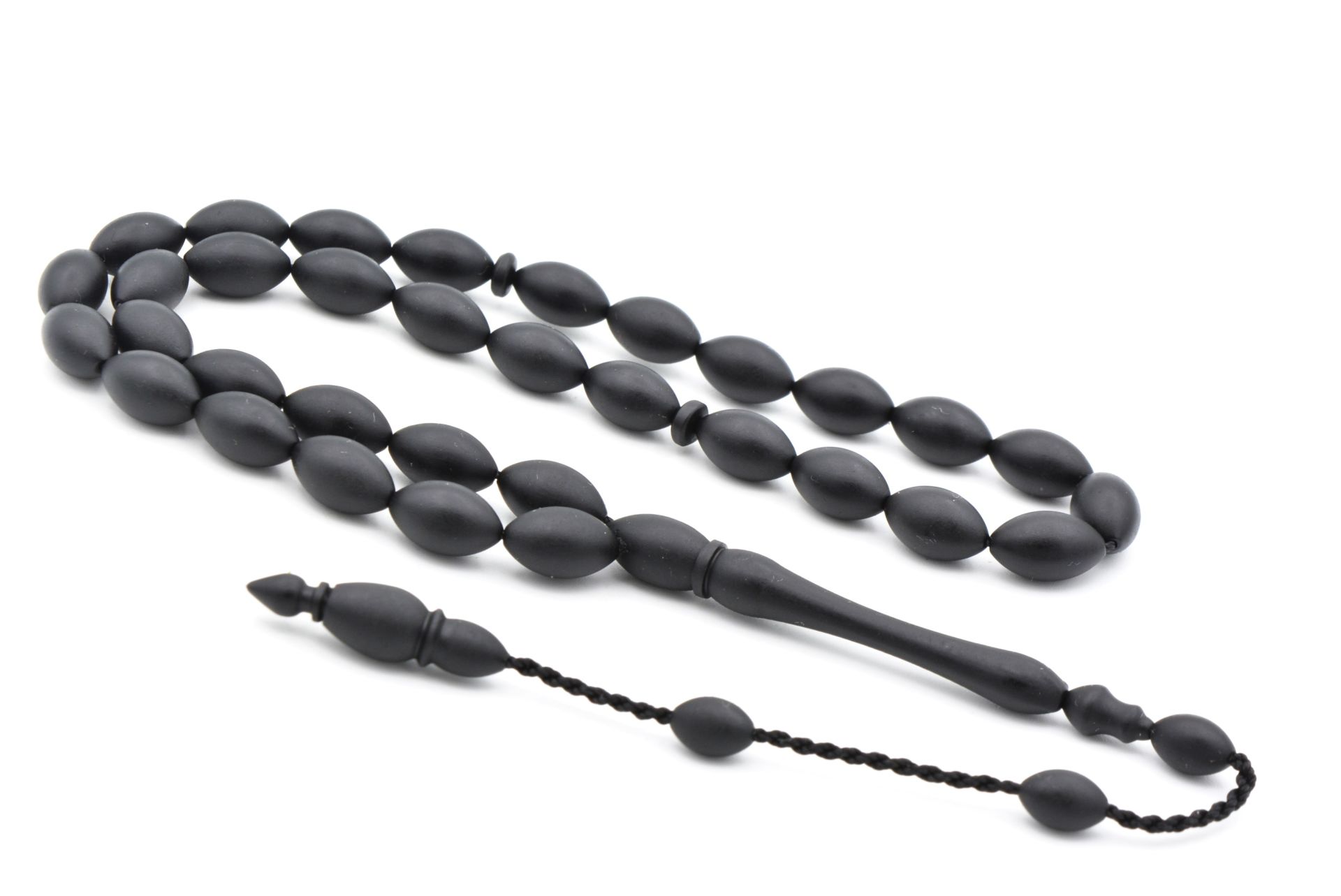 Rüstem Duman İşçilikli Sistemli Alman Siyah Fiber Tesbih Orta Boy