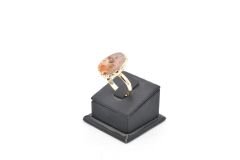 Altın Rengi Karnelyan Akik Taşlı Ayarlanabilir Yüzük 003