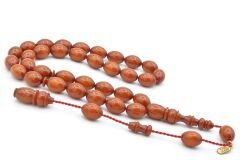 Hakkı Usta Imzalı Beyzi Kesim Zar Rengi Sıkma Kehribar Tesbih 002