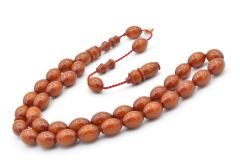 Hakkı Usta Imzalı Beyzi Kesim Zar Rengi Sıkma Kehribar Tesbih 002