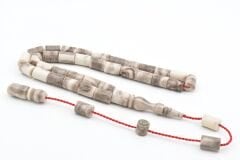 Halil Usta İmzalı Kesme Model Bilek Boy Gri Beyaz Sıkma Kehribar Tesbih