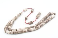 Halil Usta İmzalı Kesme Model Bilek Boy Gri Beyaz Sıkma Kehribar Tesbih