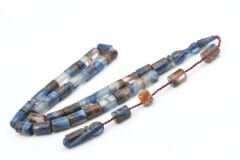 Halil Usta İmzalı Kesme Model Bilek Boy Turuncu Mavi Sıkma Kehribar Tesbih