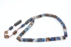 Halil Usta İmzalı Kesme Model Bilek Boy Turuncu Mavi Sıkma Kehribar Tesbih