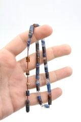 Halil Usta İmzalı Kesme Model Bilek Boy Turuncu Mavi Sıkma Kehribar Tesbih