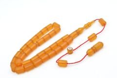 Halil Usta İmzalı Kesme Model Bilek Boy Turuncu Sıkma Kehribar Tesbih