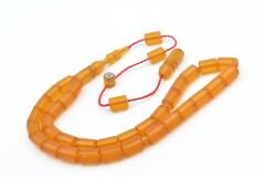 Halil Usta İmzalı Kesme Model Bilek Boy Turuncu Sıkma Kehribar Tesbih