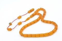 Halil Usta İmzalı Kesme Model Bilek Boy Turuncu Sıkma Kehribar Tesbih