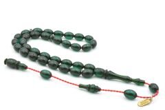 Hakkı Usta İmzalı Beyzi Kesim Bilek Boy Lacivert Sıkma Kehribar Tesbih