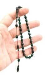 Hakkı Usta İmzalı Beyzi Kesim Bilek Boy Lacivert Sıkma Kehribar Tesbih