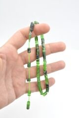 Halil Usta İmzalı Kesme Model Bilek Boy Yeşil Siyah Sıkma Kehribar Tesbih