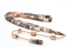 Halil Usta İmzalı Kesme Model Bilek Boy Turuncu Gri Sıkma Kehribar Tesbih