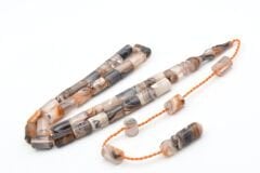 Halil Usta İmzalı Kesme Model Bilek Boy Turuncu Gri Sıkma Kehribar Tesbih