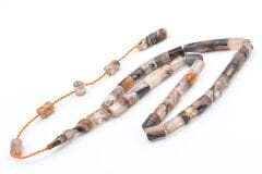 Halil Usta İmzalı Kesme Model Bilek Boy Turuncu Gri Sıkma Kehribar Tesbih