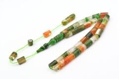 Halil Usta İmzalı Kesme Model Bilek Boy Turuncu Yeşil Sıkma Kehribar Tesbih