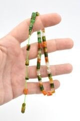 Halil Usta İmzalı Kesme Model Bilek Boy Turuncu Yeşil Sıkma Kehribar Tesbih