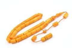 Halil Usta İmzalı Kesme Model Bilek Boy Hareli Turuncu Sıkma Kehribar Tesbih