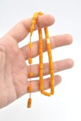 Halil Usta İmzalı Kesme Model Bilek Boy Hareli Turuncu Sıkma Kehribar Tesbih