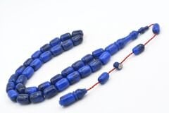 Halil Usta İmzalı Fıçı Model İri Boy Hareli Lacivert Sıkma Kehribar Tesbih