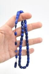 Halil Usta İmzalı Fıçı Model İri Boy Hareli Lacivert Sıkma Kehribar Tesbih