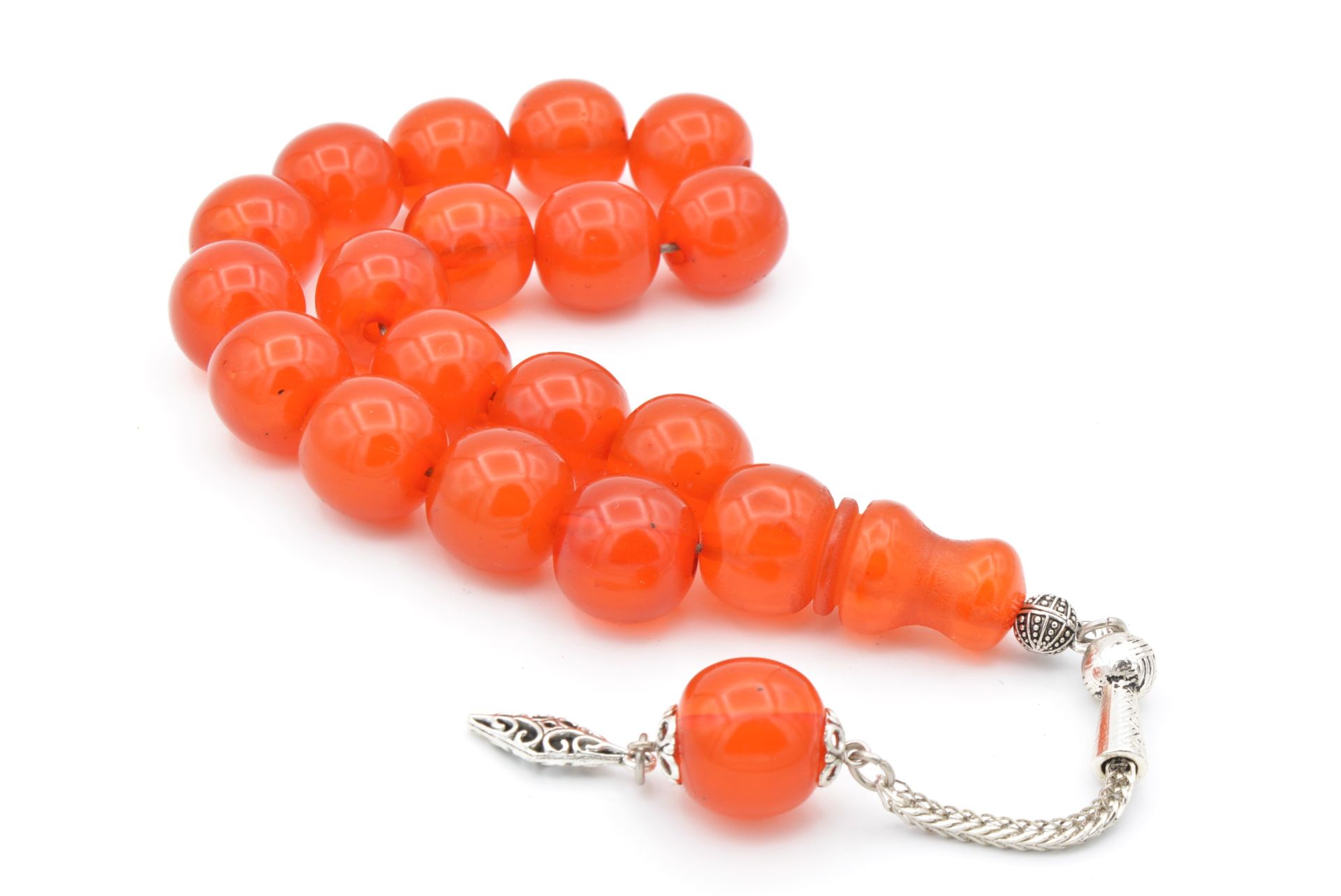 Tilki Kuyruğu Kamçılı Küre Kesim Hareli Turuncu Sıkma Kehribar Efe Maskot Tesbih