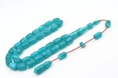 Halil Usta İmzalı Fıçı Model İri Boy Sedefli Turkuaz Sıkma Kehribar Tesbih