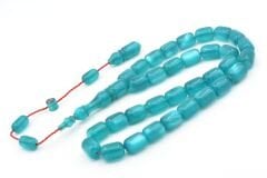 Halil Usta İmzalı Fıçı Model İri Boy Sedefli Turkuaz Sıkma Kehribar Tesbih