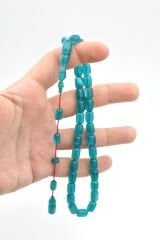 Halil Usta İmzalı Fıçı Model İri Boy Sedefli Turkuaz Sıkma Kehribar Tesbih