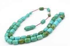 Halil Usta İmzalı Fıçı Model İri Boy Turkuaz Yeşil Sıkma Kehribar Tesbih