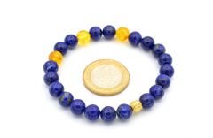 Doğal Lapis Lazuli Ve Sitrin Taşı Bileklik 1.kalite 001