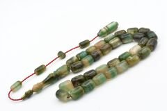 Halil Usta İmzalı Fıçı Model İri Boy Sedefli Yeşil Sıkma Kehribar Tesbih