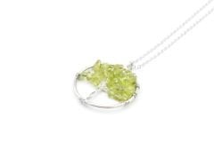 Hakiki Doğal Olivin Taşı Hayat Ağacı Kolye Ucu