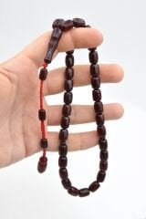 Hakkı Usta İmzalı Kapsül Kesim İri Boy Bordo Sıkma Kehribar Tesbih