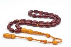 Hakkı Usta İmzalı Kapsül Osmanlı Model Bordo Sıkma Kehribar Tesbih