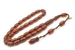 Hakkı Usta İmzalı Kapsül Model Günlük Boy Kahverengi Sıkma Kehribar Tesbih