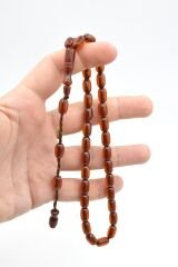 Hakkı Usta İmzalı Kapsül Model Günlük Boy Kahverengi Sıkma Kehribar Tesbih